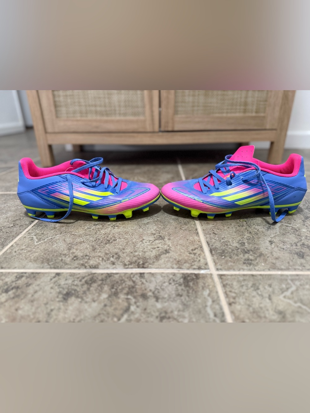 Men’s Adidas F50 Soccer Cleats - Blue & Pink